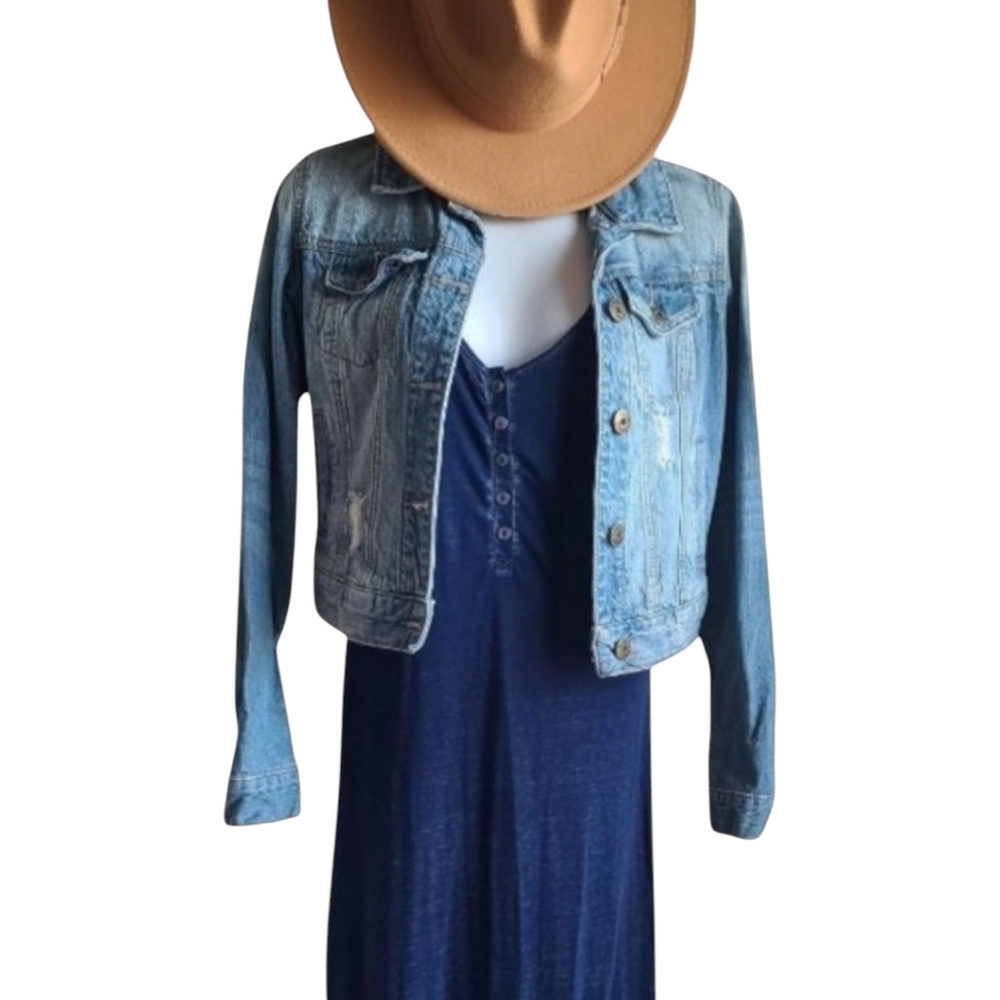 MUDD Blue Denim Distressed Jacket XS - Picture 2 of 7